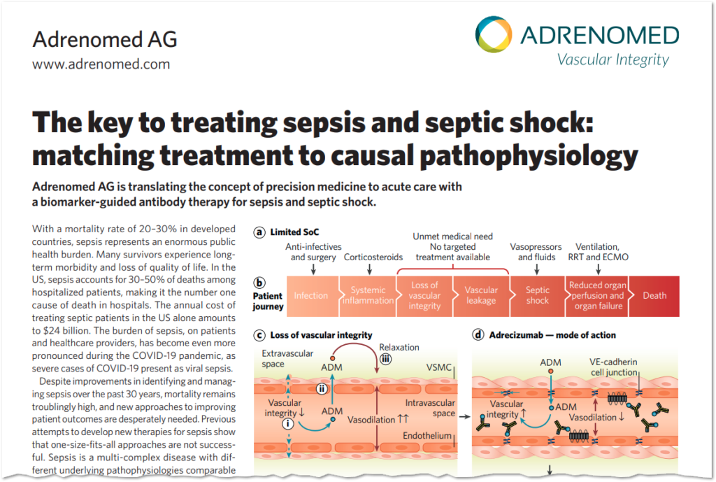 Article in Nature Biopharma Dealmakers: The key to treating sepsis and septic shock: to causal – Adrenomed